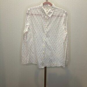 J. Crew White and Pink Button Down Shirt
